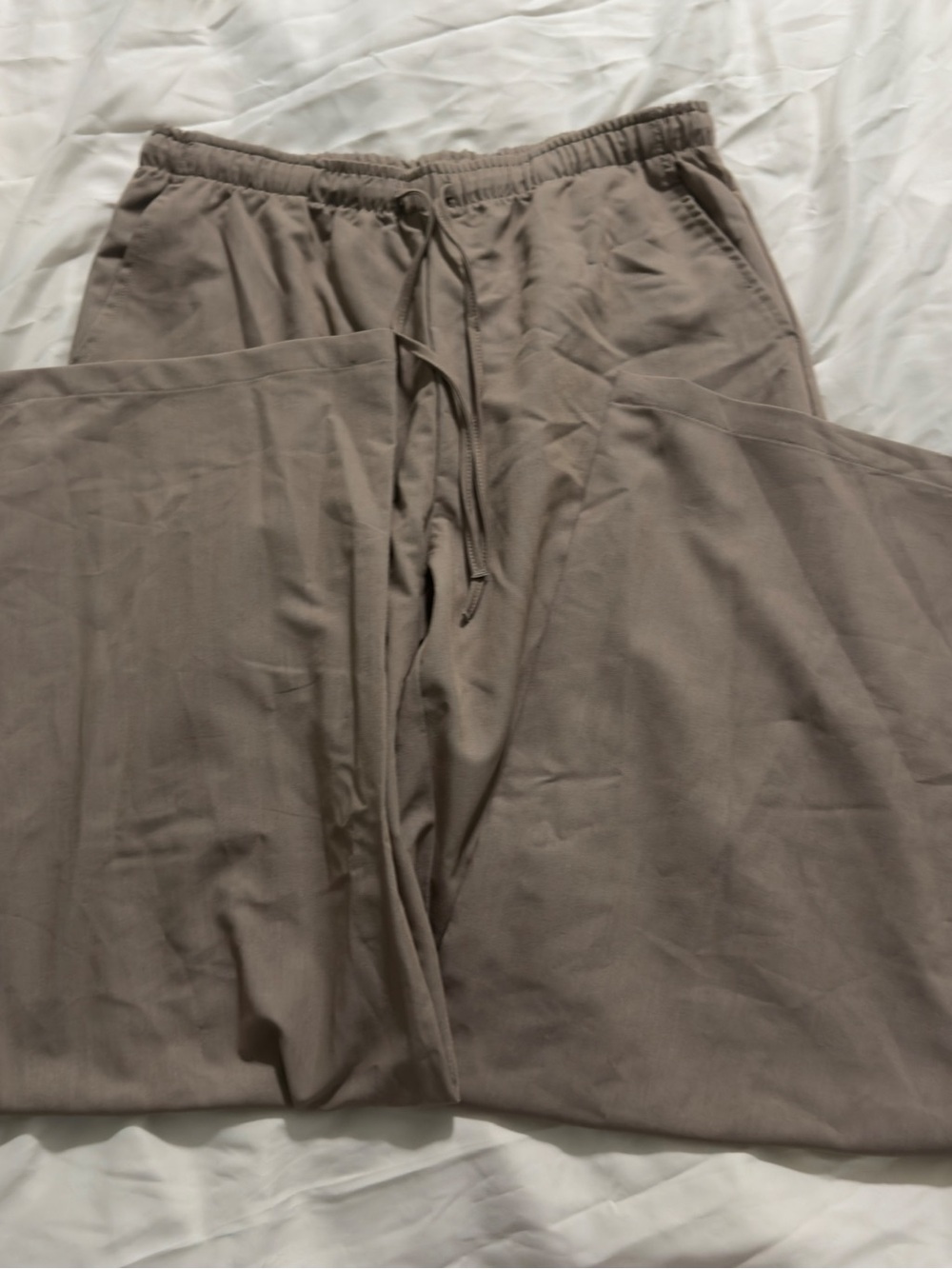 stradivarius Wide-Leg Drawstring Trousers in Light Taupe